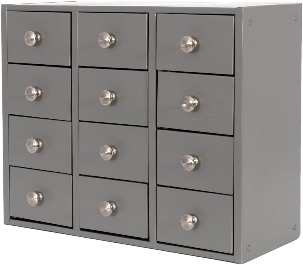 Heavy Duty 12-Drawer Metal Parts Cabinet,Corrosion-Resistant Bolt Nut Organizer for Workshop Garage Office,Modular&Stackable Design, No Assembly