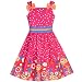 Sunny Fashion LX42 Girls Dress Floral White Dot Bow Tie Summer Size 4-5