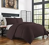 Zen Bamboo Ultra Soft 3-Piece Bamboo Derived from Rayon and Microfiber Blend Duvet Cover Set - Hypoallergenic and Wrinkle Resistant - Full/Queen - Brown