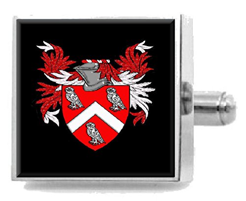 Clip para corbata Hewitt England con escudo familiar grabado y bolsa