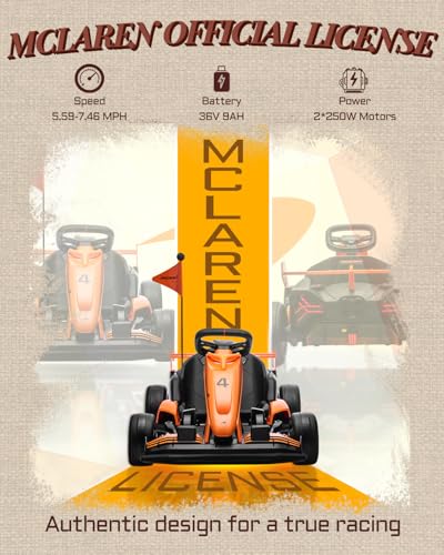 First Ride On Licensed McLaren Electric Go Kart for Kids, 36V 9AH Battery Powered Drift Kart Car with Adjustable Seat, R - Additional View