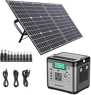 SWAREY Portable Power Station 518Wh with 100W Foldable Solar Panel Solar Generator Pure Sine Wave Power Generator Backup Emergency Power Supply for Camping Travel Fishing with Carrying Bag