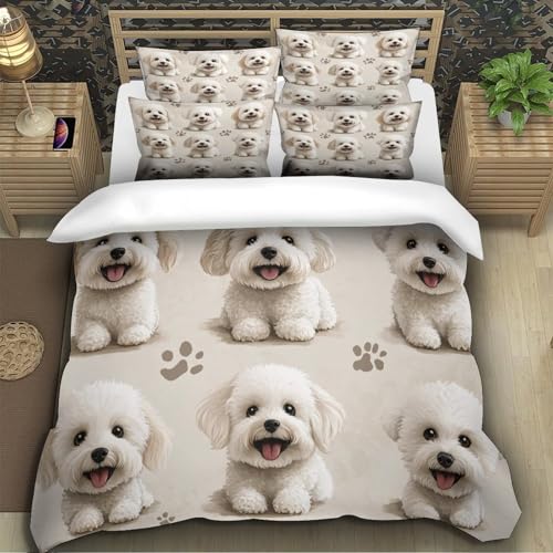 Parure de couette chiot 3D avec fermeture éclair pratique pour lit double - 5