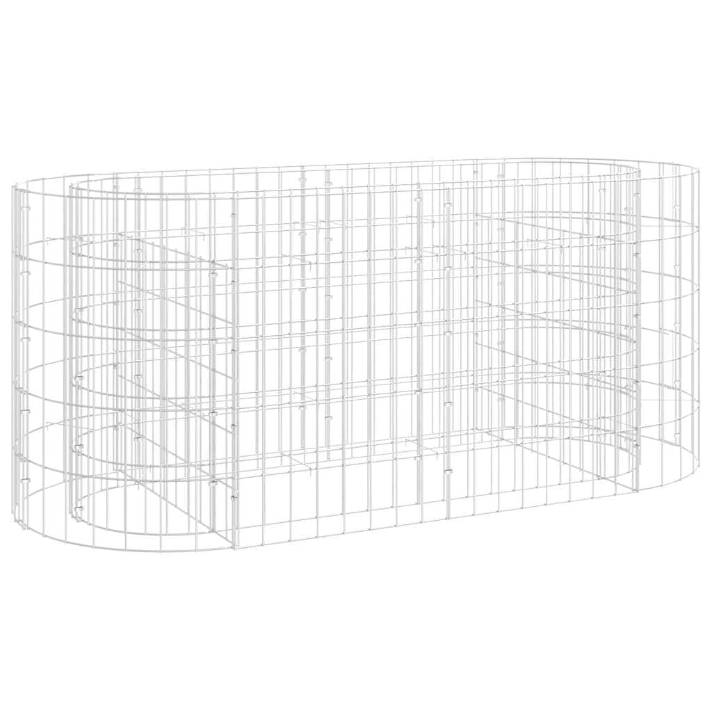 Srebrna skrzynka na kwiaty gabionowa 120 x 50 x 50 cm, podniesione łóżko ogrodowe ze stali ocynkowanej, stabilna konstrukcja do wypełnienia skałami i żwirem do kwietników i patio