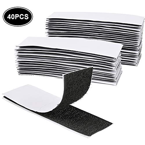 GOLDGE 40 Pezzi Fasce Gancio e Anello Adesivi Biadesivi, 20 Paia Autoadesivo Nastro Biadesivo Strisce Laccio Adesivo, Aderenza Forte per Pareti, Pavimento, Plastica, Metalli, Fai da Te, 10x3cm