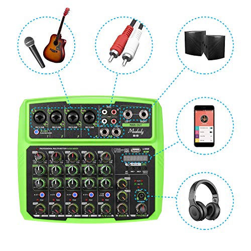 Tomshin B6 portátil de 6 canais de mixagem de áudio console de mixagem USB compatível com conexão BT