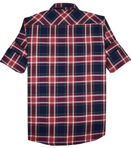 Image of CAVIO Boys Checkered Casual Dark Blue Regular Fit Shirt | Pack of 1 | I580028-P