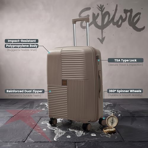 Image of Explore Luggage Trolley Bags | Polypropylene Durable Hard Shell | Polypropylene Durable Hard Shell, TSA Type Lock, 360 Disc Spinner Wheels, Expandable Suitcase