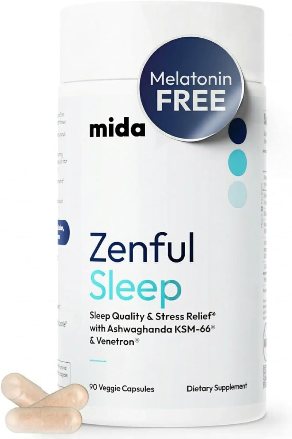 Zenful Sleep 6-in-1 Natural Sleep Aid for Adults Without Melatonin | Deep Sleep Supplement with Ashwagandha KSM-66® and Venetron® | Supports Cortisol Balance & Mood | 90 Capsules