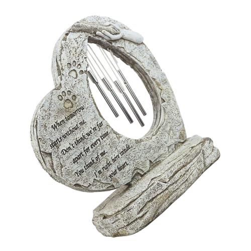 Mikikit Piedra Conmemorativa para Mascotas con Carillón de Viento para Jardín y Interiores de Mascota para Relajar la Tristeza