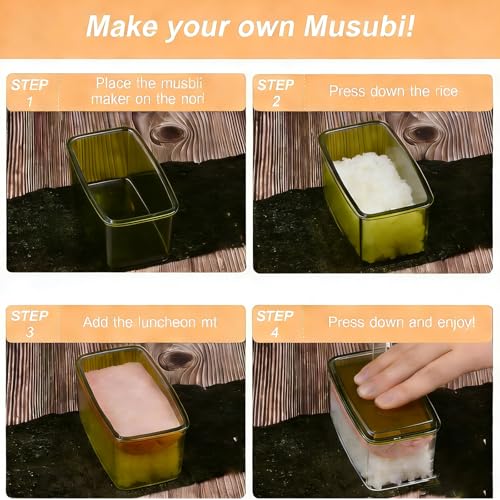 Image of 3PCS Clear Green Onigiri Rice Ball Mold Maker Kit, Musubi Press, Triangle Sushi Press for Kid Lunch Bento, Non-stick, BPA-Free