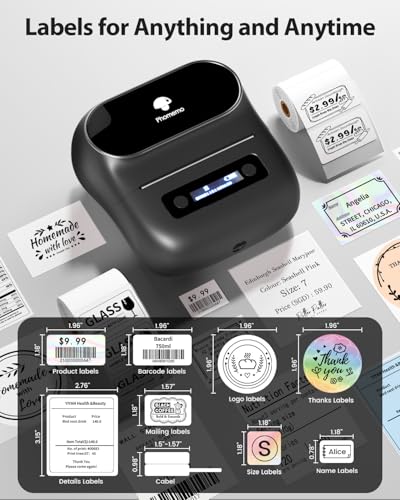 Image of Phomemo Label Maker,M220 Label Printer, Bluetooth Label Maker Machine | 3 Inch with 7900+ Icons,1900+ Templates,550+ Fonts,for Kids School Items,Small Business,Large Sticker