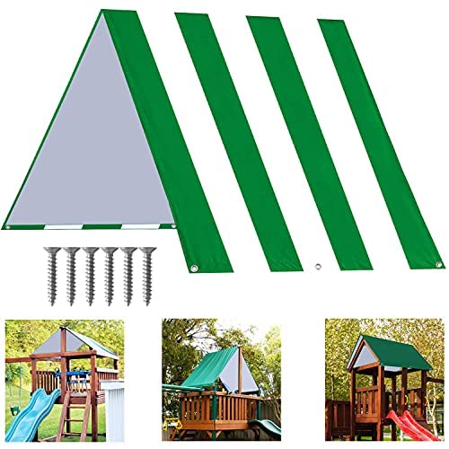 ABCCANOPY 52"X90" Swing Set Replacement Tarp for Playgrounds, Shade Screens (Green/White)