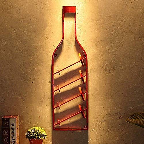 Soporte para 4 botellas de vino en madera y hierro rojo miniatura 2