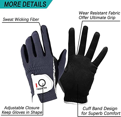 FINGER TEN Golf Gloves Men Left Hand Right Rain Grip Weathersof Value 2 Pack - Image 3