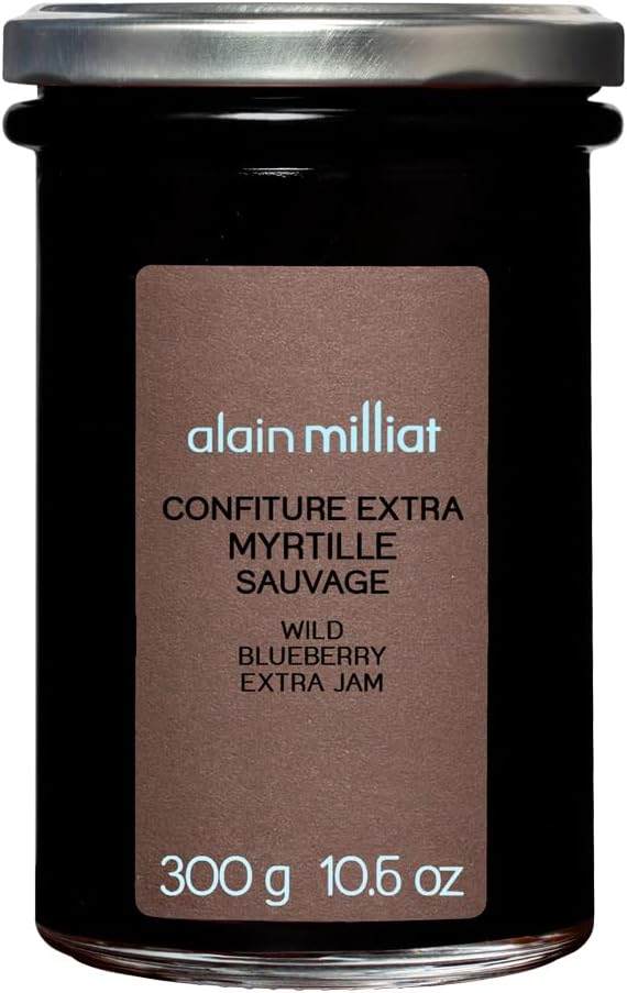 Alain Milliat Wild Blueberry Jam, 10.6 Oz (One 300g Glass Jar) | GMO-Free | Imported from France