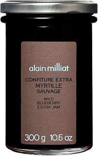 Alain Milliat Wild Blueberry Jam, 10.6 Oz (One 300g Glass Jar) | GMO-Free | Imported from France