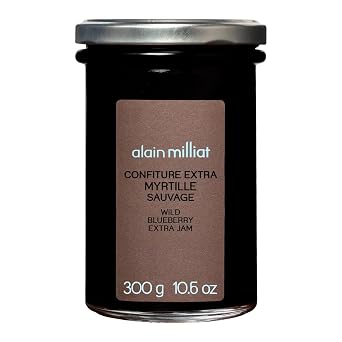Alain Milliat Wild Blueberry Jam, 10.6 Oz One 300g Glass Jar | GMO-Free | Imported from France