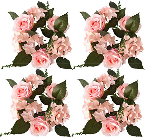 Chezmax Candle Rings Berry Tea Light Ring Small Candle Wreaths Berry Candle Holder Table Decoration For Christmas Valentine's Day Thanksgiving Day Dinner Party Wedding Diameter 3.35" 4 Pcs #TOP4