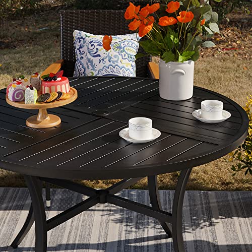 Image of Sophia & William Outdoor Dining Set Patio Dining Set for 4 Round Patio Table and Chairs Set 5 Pieces with Swivel Patio Chairs 42 inch Metal Table for Garden Pool All Weather Brown