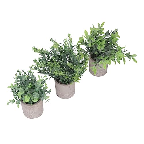 Ejoyous Eucalipto Artificial Plantas en Macetas Conjunto de 3 Eucalipto Falso en Maceta con Artesanía Exquisita para la Decoración del Jardín de la Oficina en el Hogar
