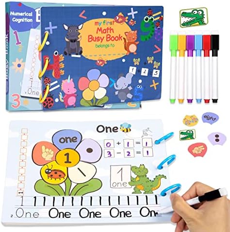 Alened Busy Books for Toddlers Montessori Learning Toys Number Theme Preschool Learning Activities Kindergarten Handwriting Workbook Binder Educational Toy for Kids 3+
