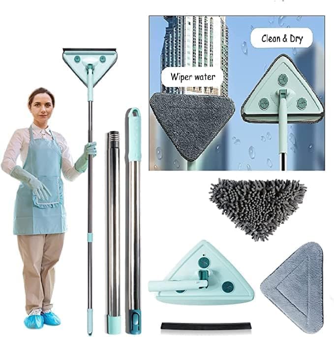 Eloxee 2 in 1 Bathroom Cleaning Brush with Wiper Tiles Cleaning Bathroom Brush Floor Scrub Brush with Long Handle 120° Rotate Home Kitchen Bathroom Cleaning Brush (Triangle Mop) (B0DBQ6R1KH) Amazon Price History, Amazon Price Tracker