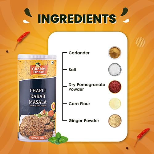 Image of Chokhi Dhani Chapli Kabab Masala 100g | Mughlai BBQ Spice Mix for Chapli, Seekh & Shami Kabab | Spicy Aromatic Kebab Masala | Authentic Desi Grilling Flavour