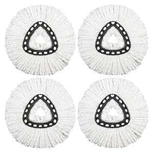 4 Pack Spin Mop Replacement Head - EasyWring Mop Refills Compatible with Triangle Spin Mop, Microfiber Mop Easy Cleaning Floor Head Mop for Floor Cleaning (4 Pack Heads - White)