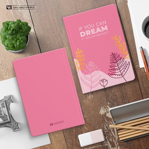 Image of Hard Bound Notebook Diary with Ribbon Bookmark | Make it Happen Printed Journal Diary For Girls & Women | 80 GSM Natural Shade Paper | A5 Size Undated 192 Ruled Pages