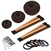 Hair Bun Shaper Set, 3 Pcs Donut Bun Maker + 2 Pcs Foam French Twist Hairstyle Clip DIY Doughnuts + 1 Bag Hair Pin (Brown)