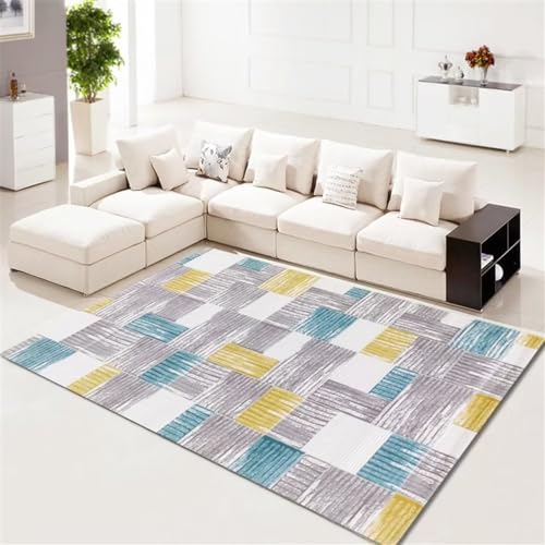 Tapis durable bleu flou motif rectangle 120x160cm haute qualité - 2