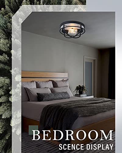 Hanass Flush Mount Farmhouse Light, Grey Wood Flushmount Ceiling Light Fixtures, 12-Inch Hallway Light Fixture For Bedroom,Livingroom, Kitchen, Mx100025 #TOP6