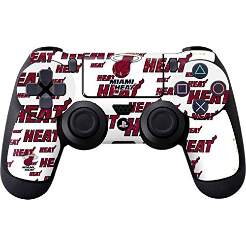 Skinit Decal Gaming Skin for PS4 Controller - Officially Licensed NBA Miami Heat White Blast Design