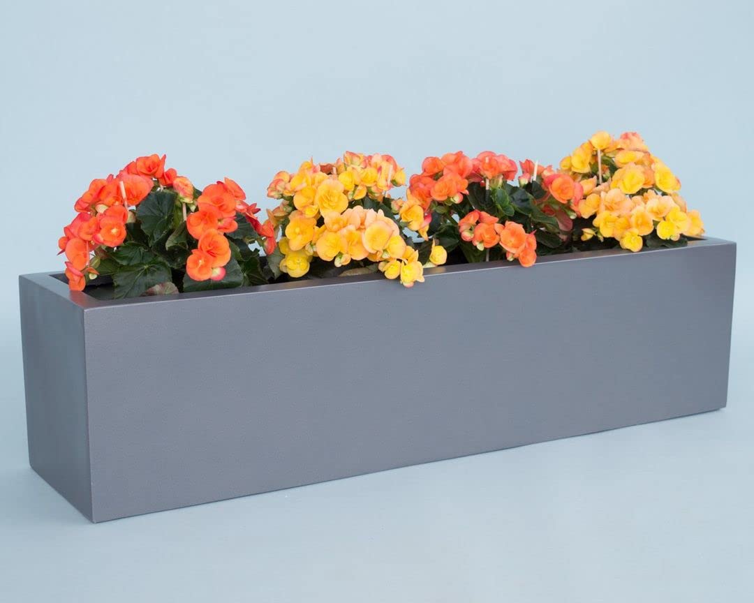 Pflanztrog Blumentrog Fiberglas 100x25x25cm anthrazit metallic