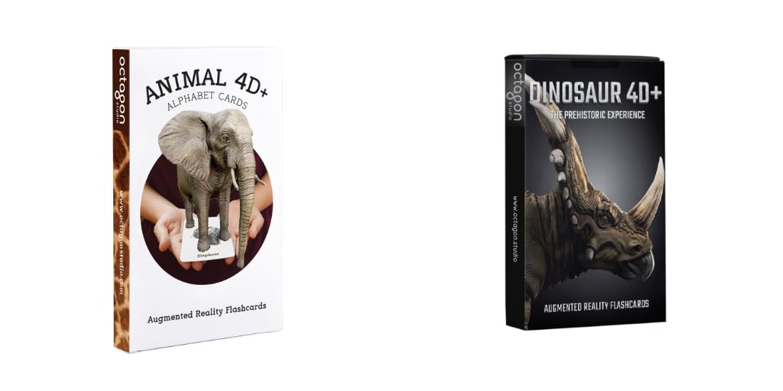 Animal Safari & Dinosaur Explorer Pack  AR STEM Learning Cards for Kids