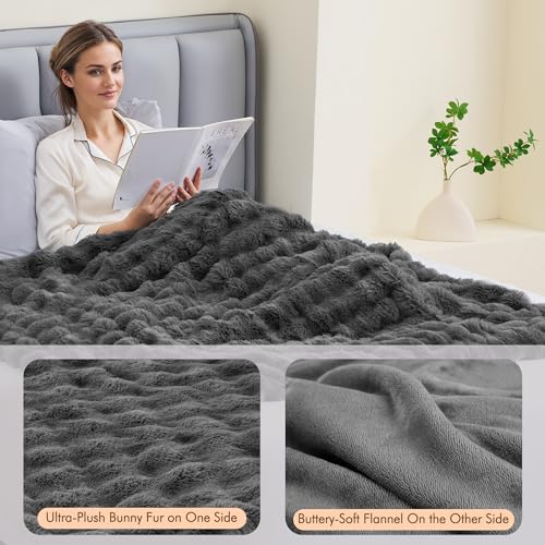 Miniatura 6 de Manta Eléctrica Calefactora 130x180cm, Bunny Fleece Franela, 4 Ajustes De Calor Auto-Apagado 10h, Manta Térmica Lavable A Máquina Calentamiento Rápido Para Cama Sofá Oficina Gris Oscuro