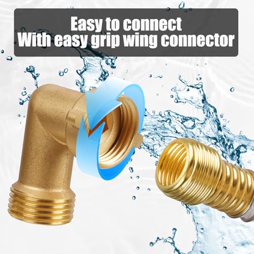 Image of SheeChung 90 Degree Water Hose Elbow For RV, Brass Garden Hose Elbow with Easy Grip Connector, For 3 /4 inch RVs Water Hose, Residential Outdoor Faucets, City Water Connector, 2 Pack