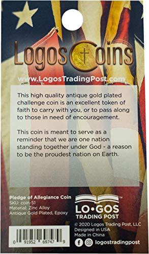 Pledge Of Allegiance Coin, Liberty Bell & American Flag Patriotic Military Challenge Coin, Heal Our Land, Freedom Christian Religious Antique Gold Plated Prayer Token Gift #TOP5