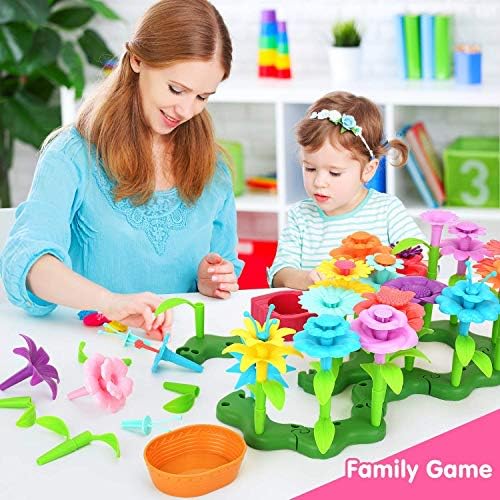 Garden Toys Gifts for 3 Year Old Girls - Flower Garden Building Toy Set 148 Pcs Build a Bouquet Floral Arrangement Playset Educational Creative Craft Toys for 3, 4, 5, 6 7 8 Year Old Toddlers Kids