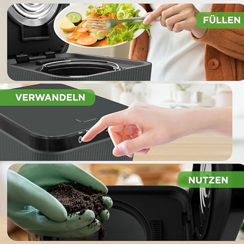 Nutrichef Elektrischer Komposter, 3L- Biomülleimer Küche, Komposteimer- Für Organisches Material & Lebensmittelreste, Küchenkomposter- mit Deckel, Komposter Küche Elektrisch, Selbstreinigungsmodus
