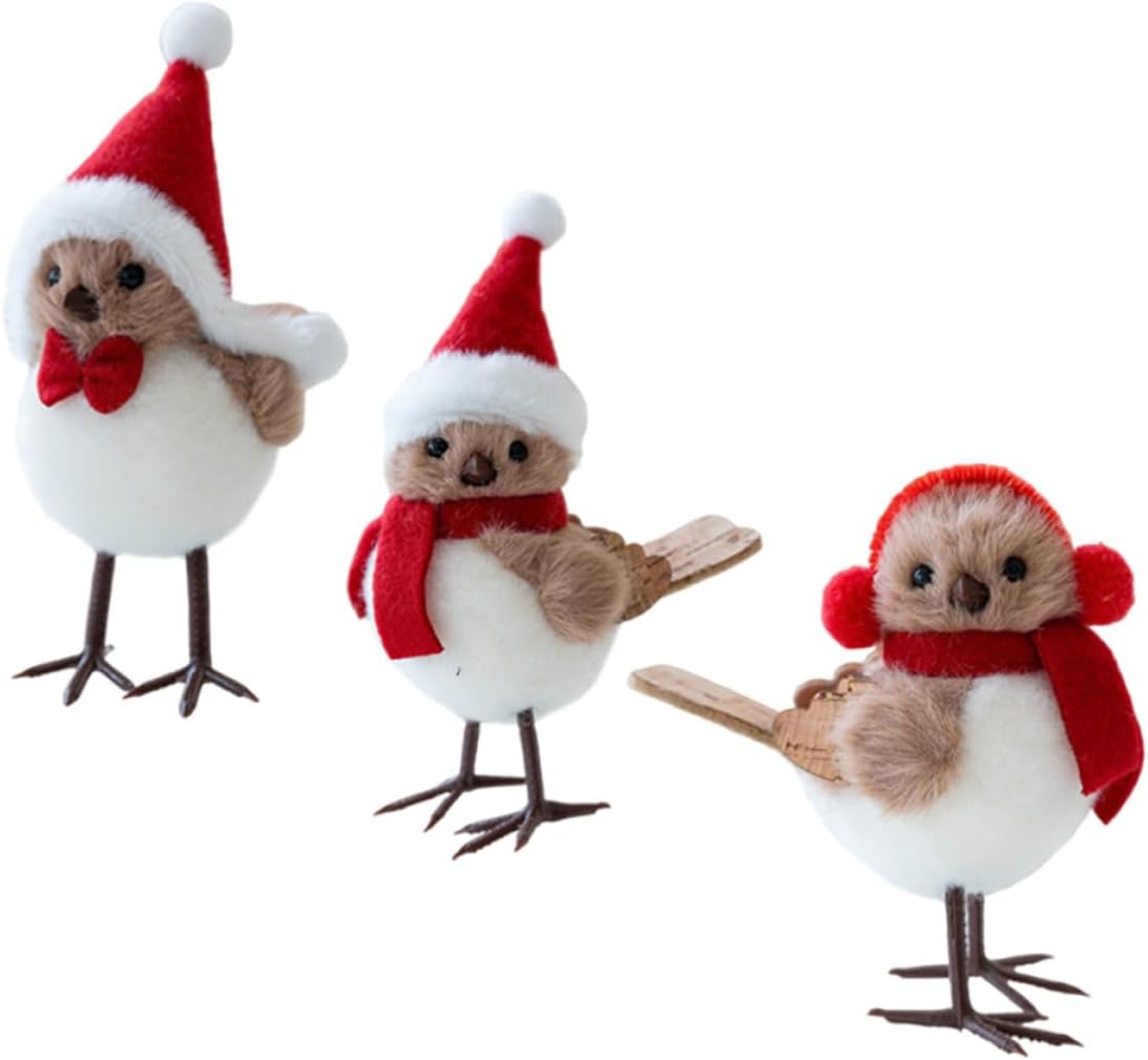 Gadpiparty Xmas Bird Decorations for Home 3pcs Standing Ornaments