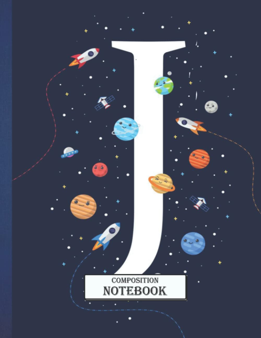 Composition Notebook alphabet letter J space College Ruled Comp Book Size 8.5x11 Inch, 110 Page For Boys, Girls , Kids, Students, Teens