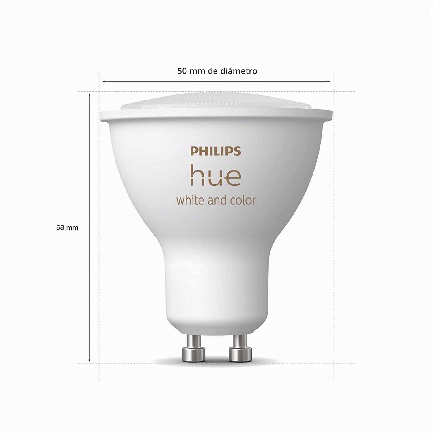 Philips Hue - Bombilla Inteligente, GU10, Luz Blanca y de Colores, 5. 7W, Compatible con Alexa y Google Home - Pack de 3 Bombillas LED inteligentes + Botón Inteligente + Hue Bridge