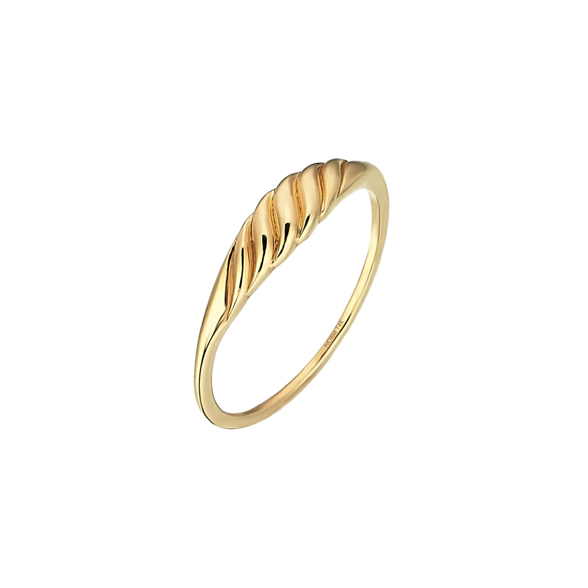 14k Solid Gold Tiny Croissant Ring, Minimal Croissant Ring, Minimal Dome Ring, Minimalist Croissant 
