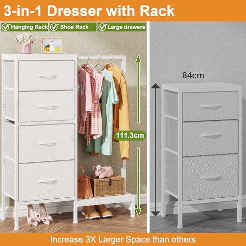 Commode-Penderie 4 Tiroirs Blanche Réversible OYRREU