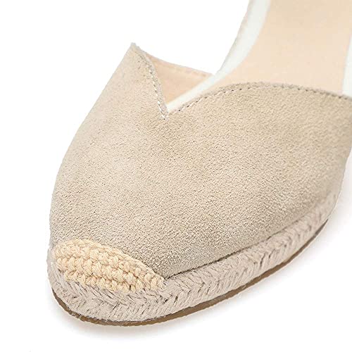 Platform Wedges Sandals for Women, 3" Wedge, Ankle-Strap, Cap Toe, Summer Espadrilles Heel Shoes3