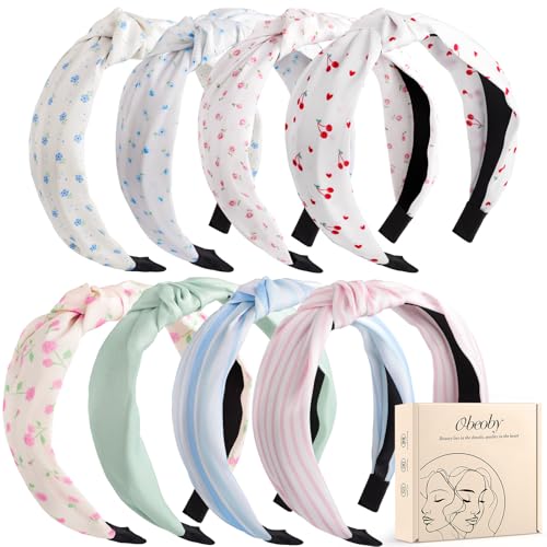 obeoby 8Pcs Floral Headbands for Keep Your Hairstyle, Trendy Knotted...