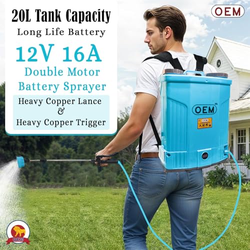 Image of OEM 20L Gold Series Battery Sprayer with Double Motor, 12V16A Battery, Digital Voltmeter, Heavy Copper Lance & Clutch, Metal Hook Belt, Back Support, Long Filter - Powerful Agriculture Sprayer