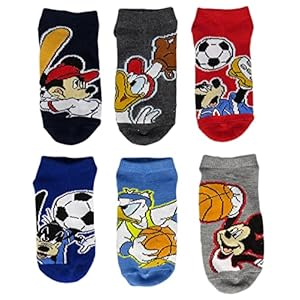 Disney Kids Mickey Mouse All Star No Show Socks 6 Pair Pack